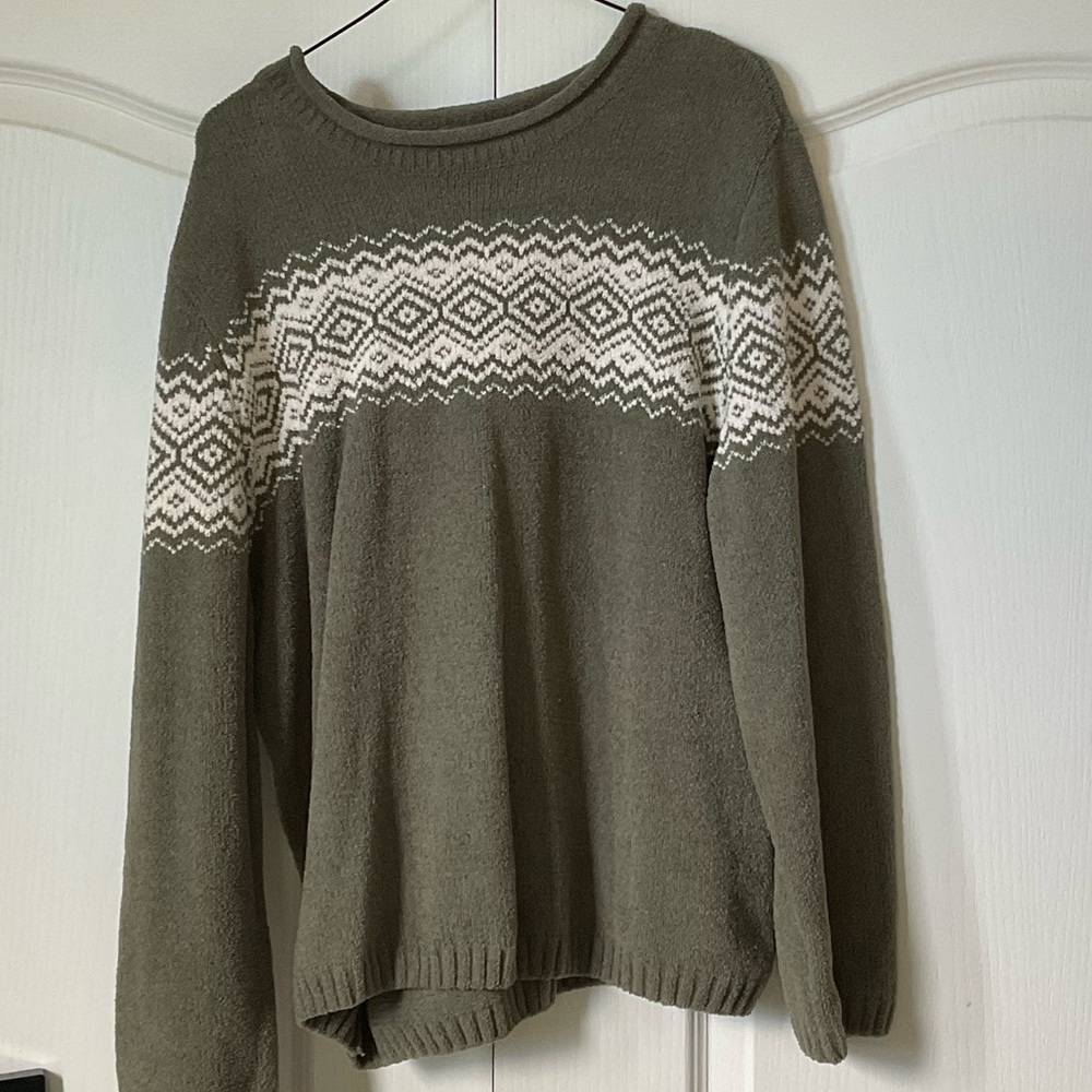 Erika Forest and Cream Patterned Women's Sweater